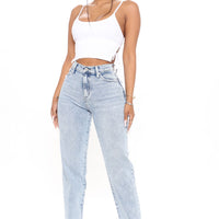 Took Him By Surprise Slim Fit Boyfriend Jeans - Light Blue Wash