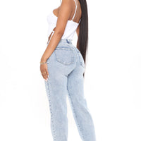 Took Him By Surprise Slim Fit Boyfriend Jeans - Light Blue Wash