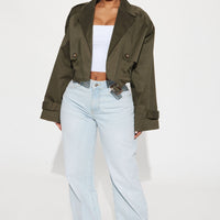 Leona Cropped Trench - Olive