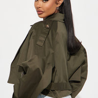 Leona Cropped Trench - Olive
