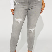 In The Night High Rise Skinny Jeans - Grey