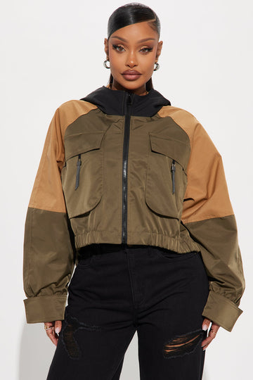 Trail Trek Hooded Jacket - Olive/combo