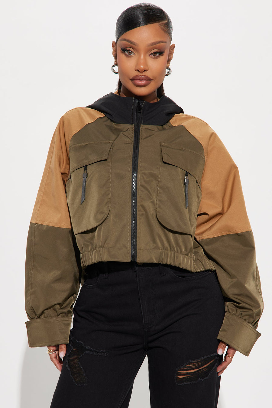 Trail Trek Hooded Jacket - Olive/combo