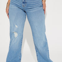 Nova 90's Vintage Stretch Wide Leg Jeans - Light Wash