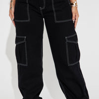 Petite Give Me A Break Cargo Carpenter Jeans - Black