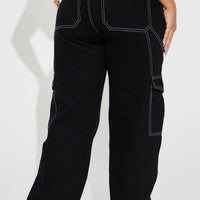 Petite Give Me A Break Cargo Carpenter Jeans - Black