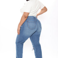 Tall Hometown Cutie Destroyed Mom Jeans - Medium Blue Wash
