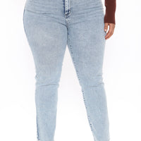 Took Him By Surprise Slim Fit Boyfriend Jeans - Light Blue Wash