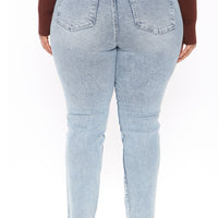 Took Him By Surprise Slim Fit Boyfriend Jeans - Light Blue Wash