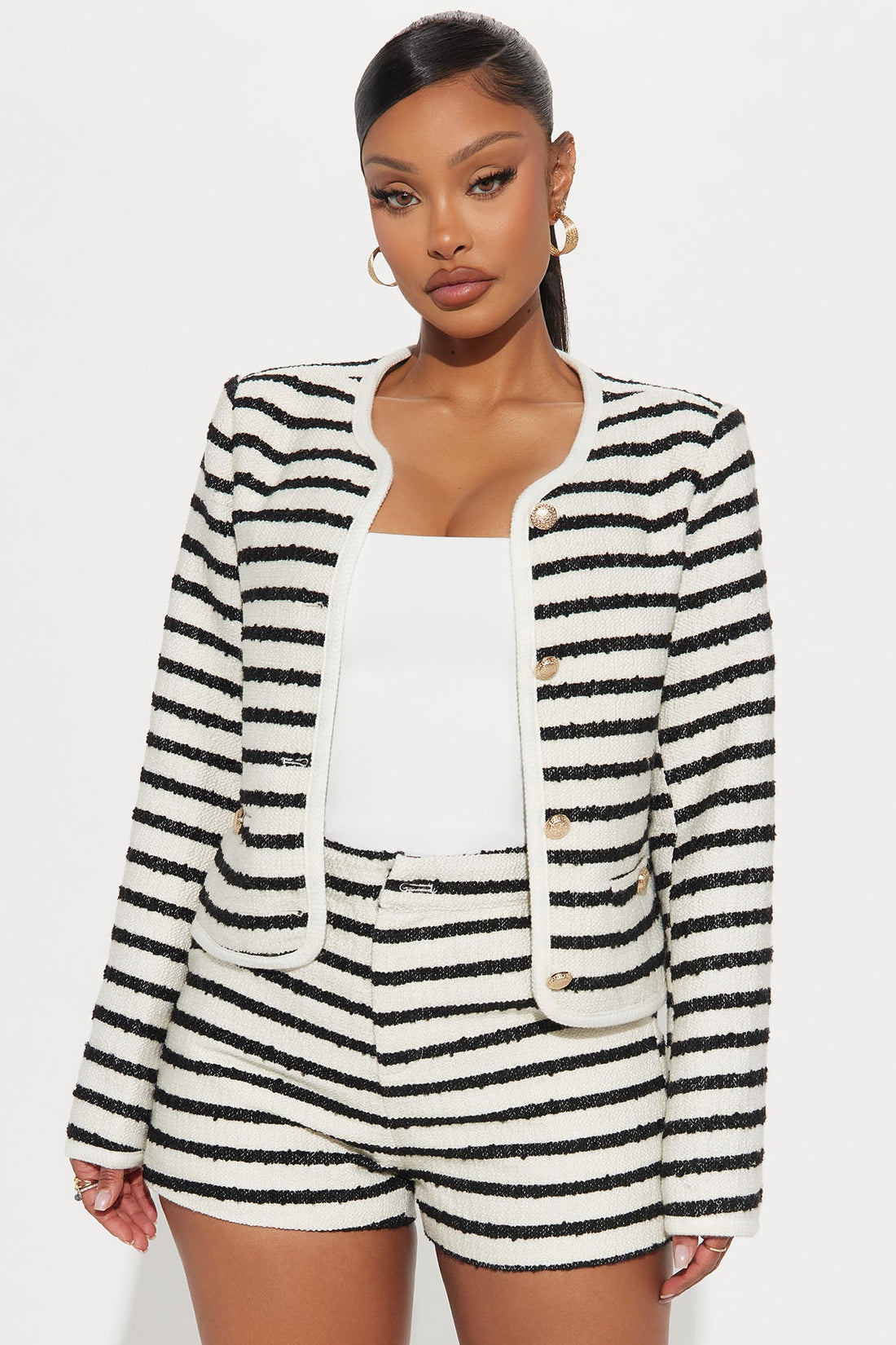 Money Moves Tweed Blazer - Black/White