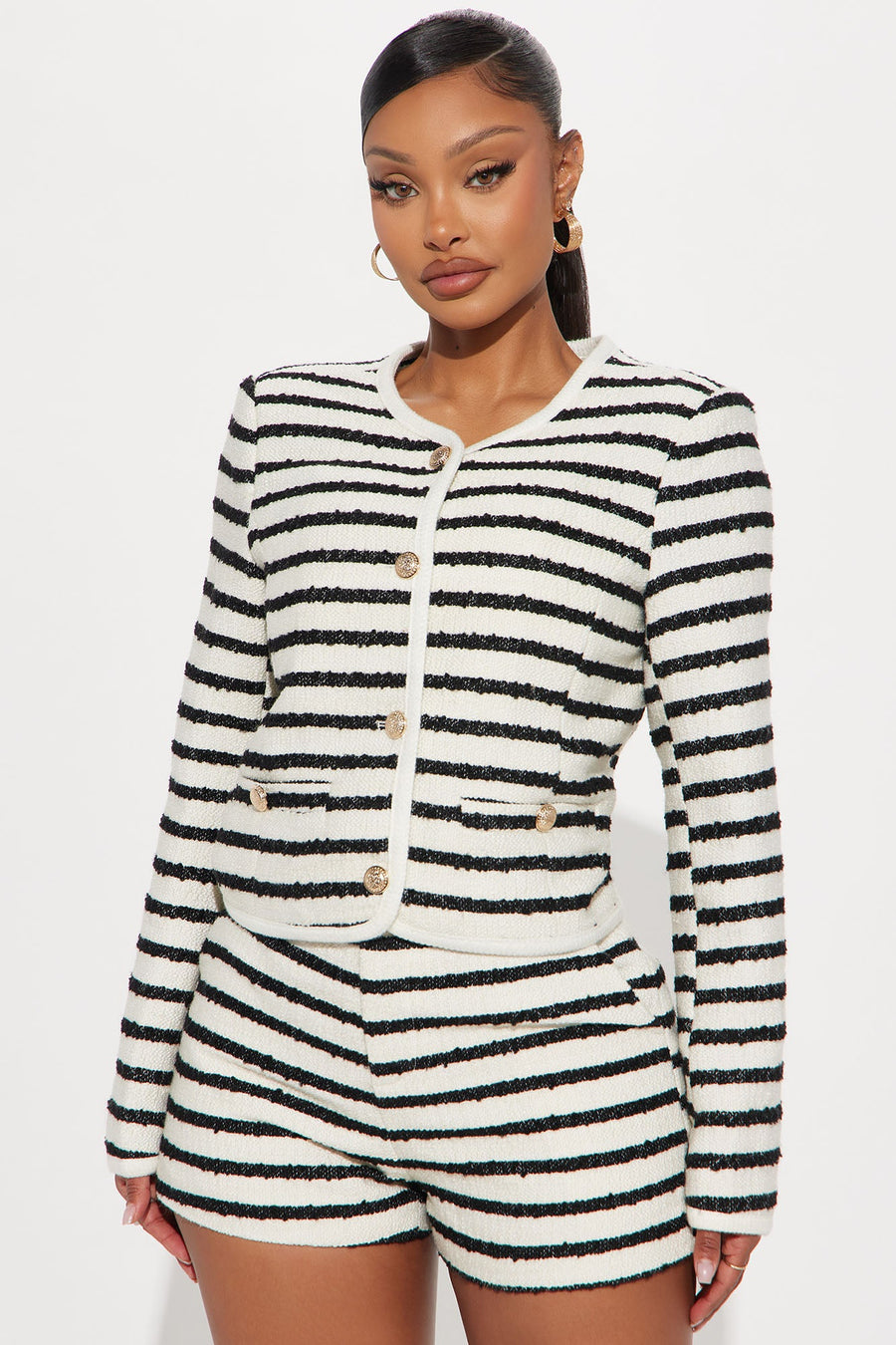 Money Moves Tweed Blazer - Black/White
