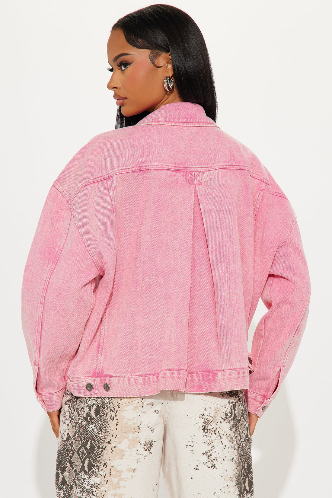 So Laid Back Washed Denim Jacket - Pink