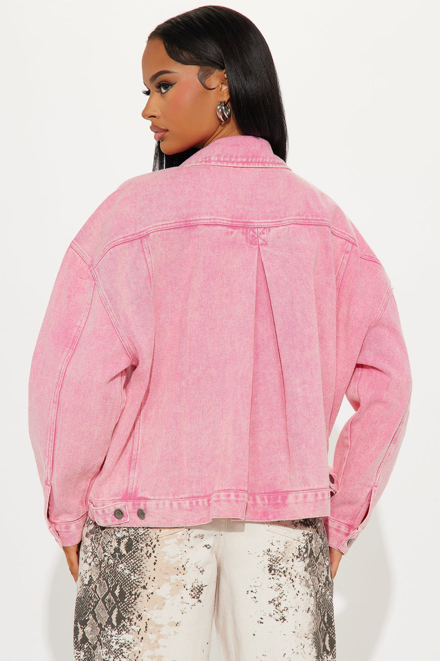 So Laid Back Washed Denim Jacket - Pink