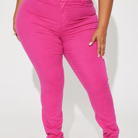 Classic Color High Waist Skinny Jeans - Raspberry