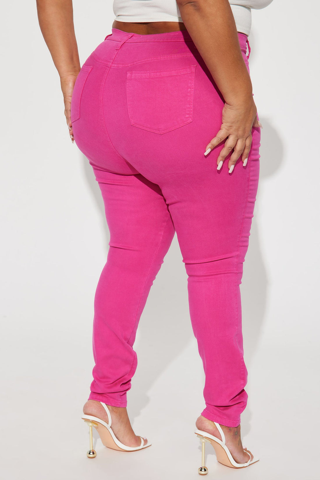 Classic Color High Waist Skinny Jeans - Raspberry