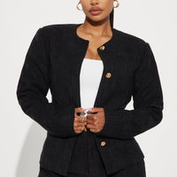 Classy Girl Tweed Blazer - Black