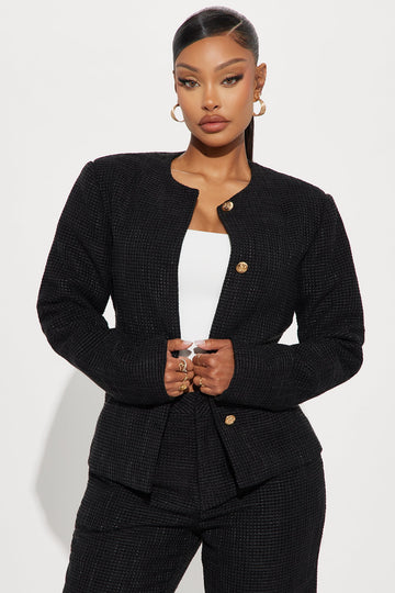 Classy Girl Tweed Blazer - Black