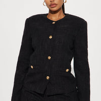 Classy Girl Tweed Blazer - Black