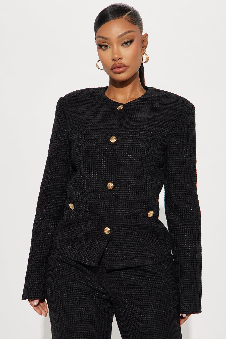 Classy Girl Tweed Blazer - Black