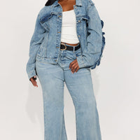 Gabby Ruffle Denim Jacket - Medium Wash