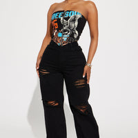 Whatever You Say Ripped Wide Leg Jean - Black