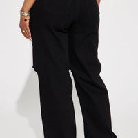 Whatever You Say Ripped Wide Leg Jean - Black