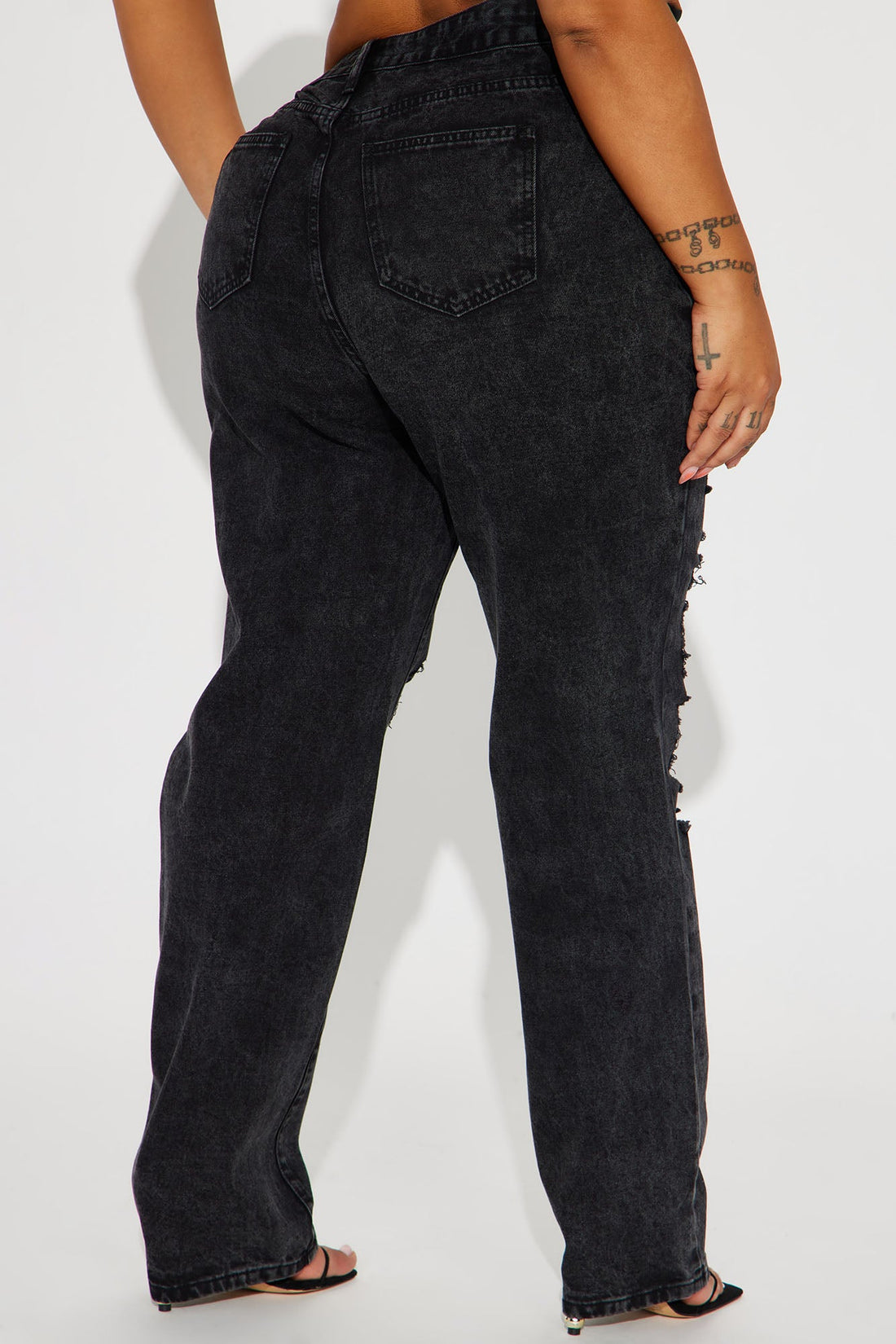 Go Hard Loose Fit Ripped Straight Leg Jean - Black Wash