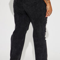 Go Hard Loose Fit Ripped Straight Leg Jean - Black Wash