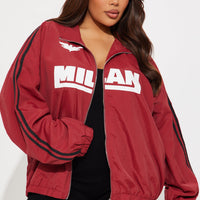 Milan Athletic Sporty Windbreaker - Brick Red