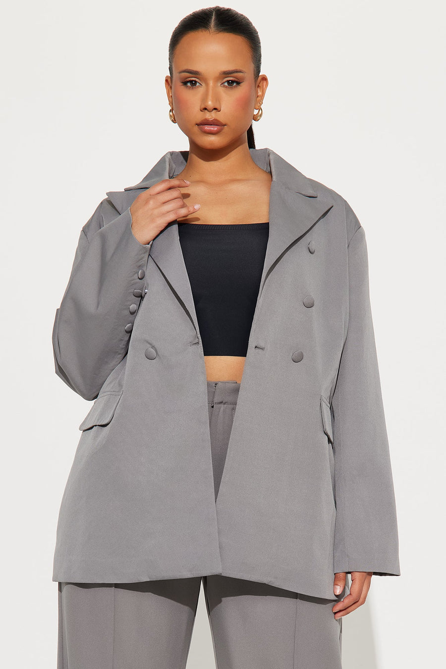 Office Behavior Oversized Blazer - Charcoal
