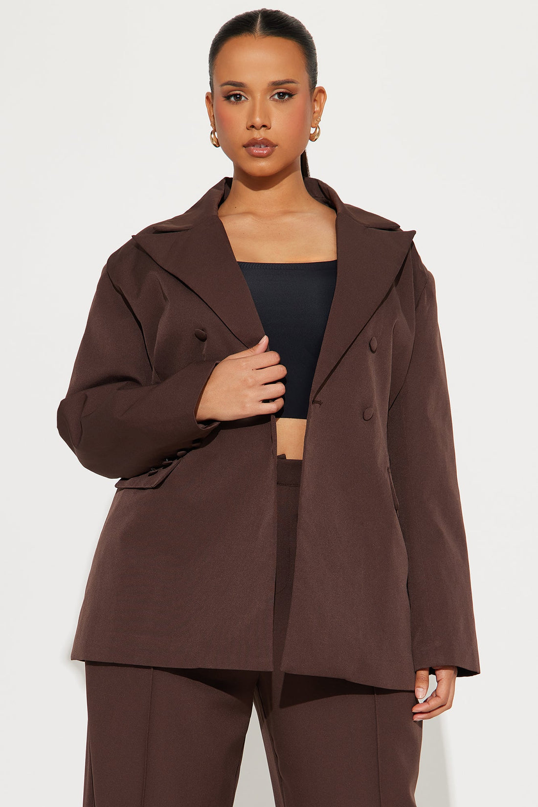 Office Behavior Oversized Blazer - Chocolate