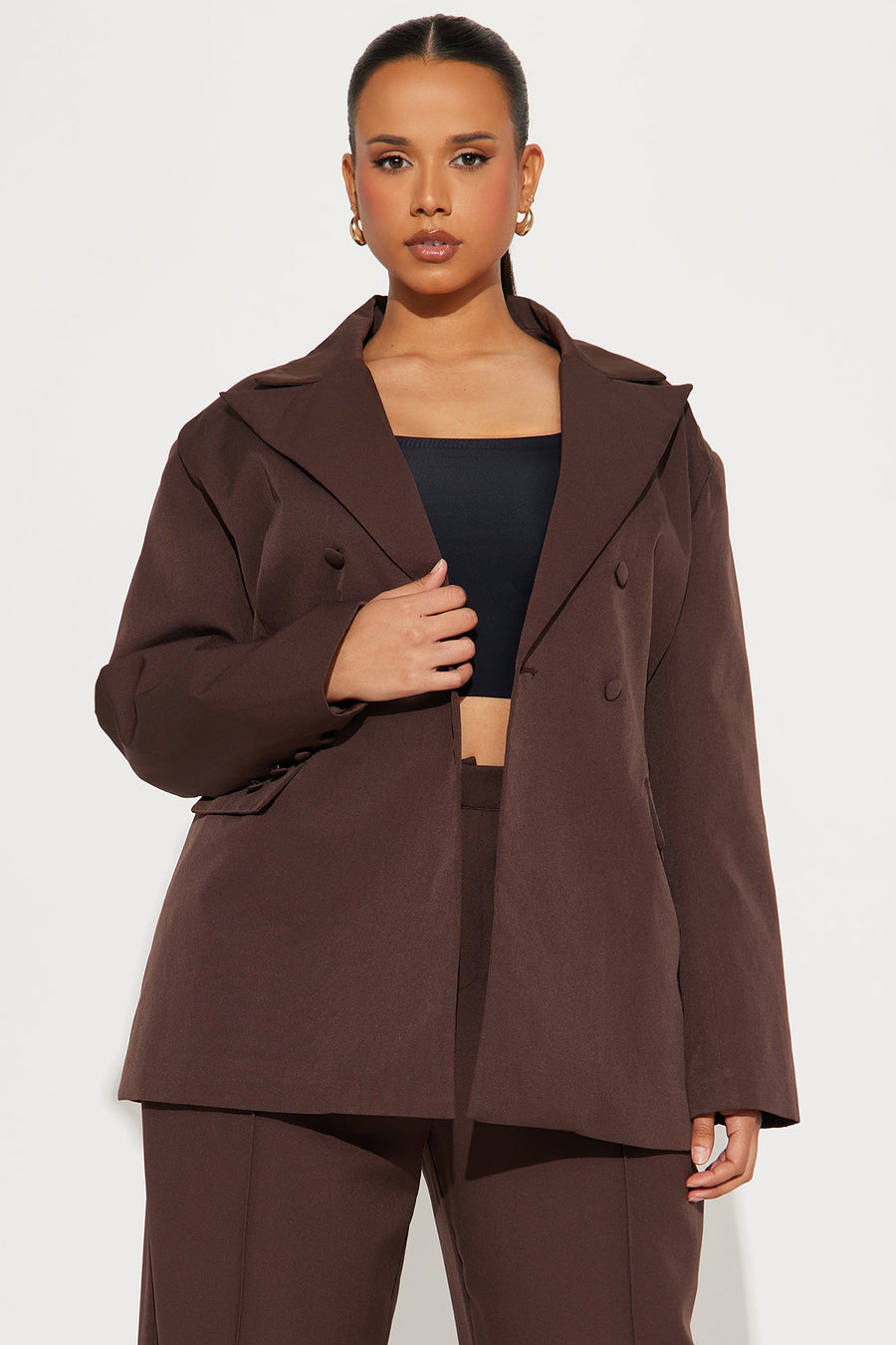 Office Behavior Oversized Blazer - Chocolate