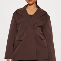 Office Behavior Oversized Blazer - Chocolate