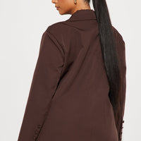 Office Behavior Oversized Blazer - Chocolate
