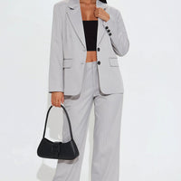 Kelsey Pinstripe Blazer - Grey