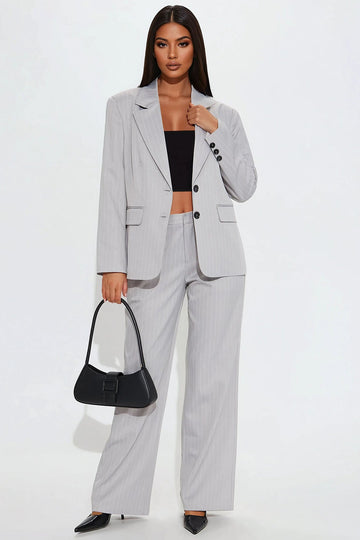 Kelsey Pinstripe Blazer - Grey