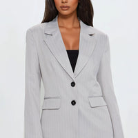 Kelsey Pinstripe Blazer - Grey