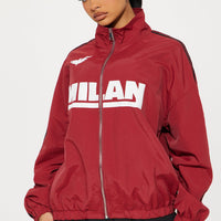 Milan Athletic Sporty Windbreaker - Brick Red