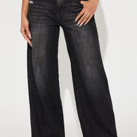 Astrid Wide Leg Baggy Jean - Black Wash