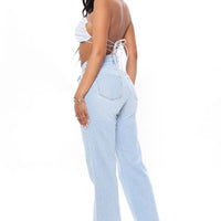 Can't You Relax Straight Leg Jeans - Light Wash