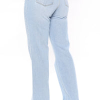 Can't You Relax Straight Leg Jeans - Light Wash