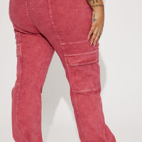 Step To It Stretch Utility Jeans - Red