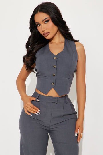 The Kourtney Vest - Charcoal