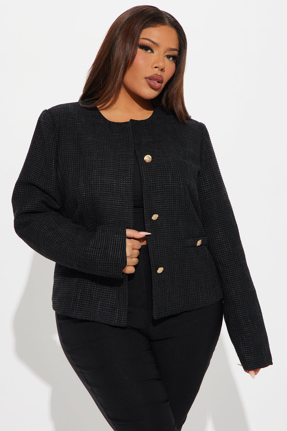 Classy Girl Tweed Blazer - Black