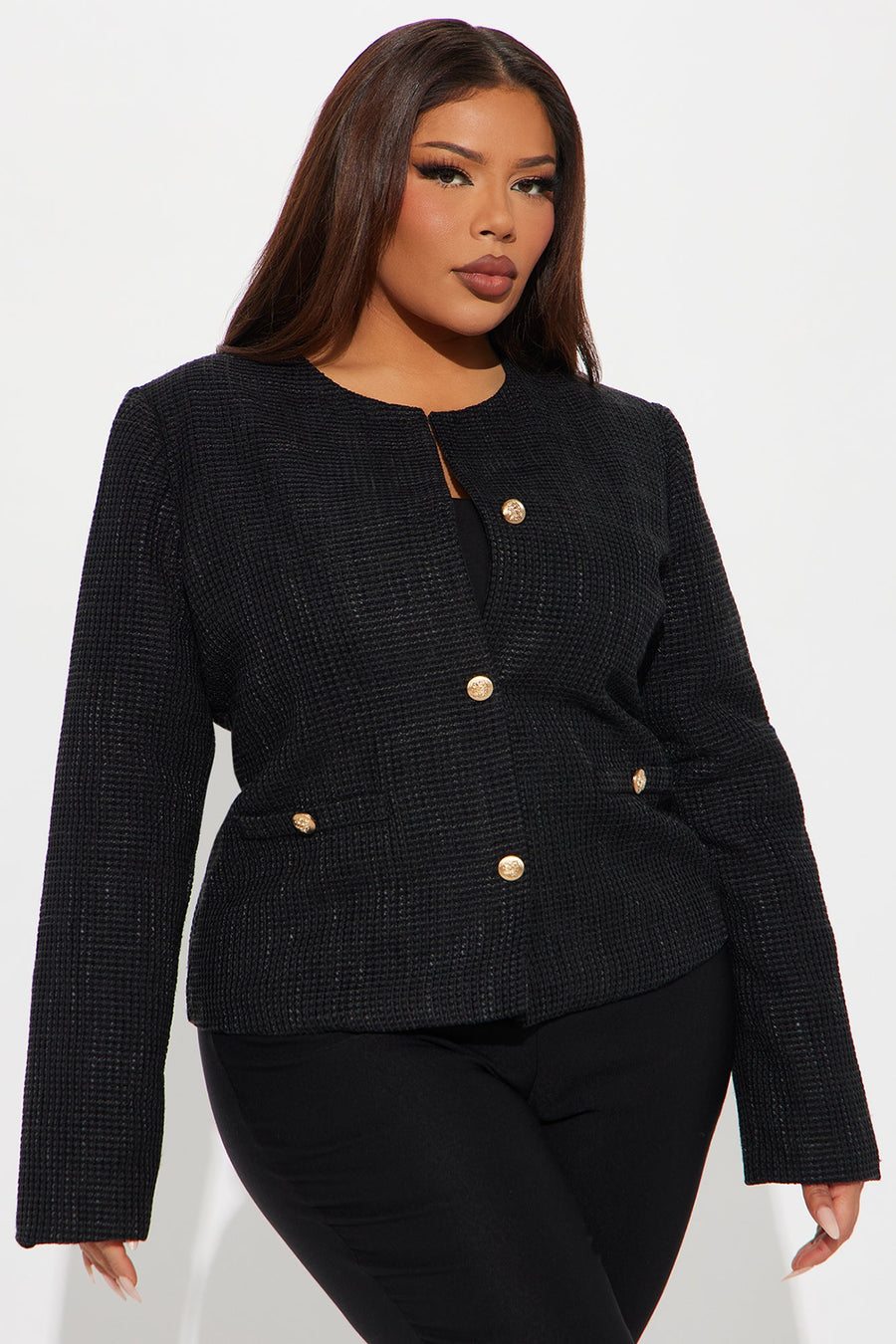 Classy Girl Tweed Blazer - Black