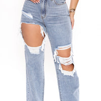 Sassy Straight Leg Jeans - Light Blue Wash