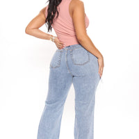Sassy Straight Leg Jeans - Light Blue Wash