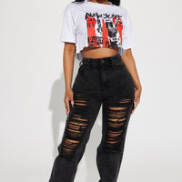 Go Hard Loose Fit Ripped Straight Leg Jean - Black Wash