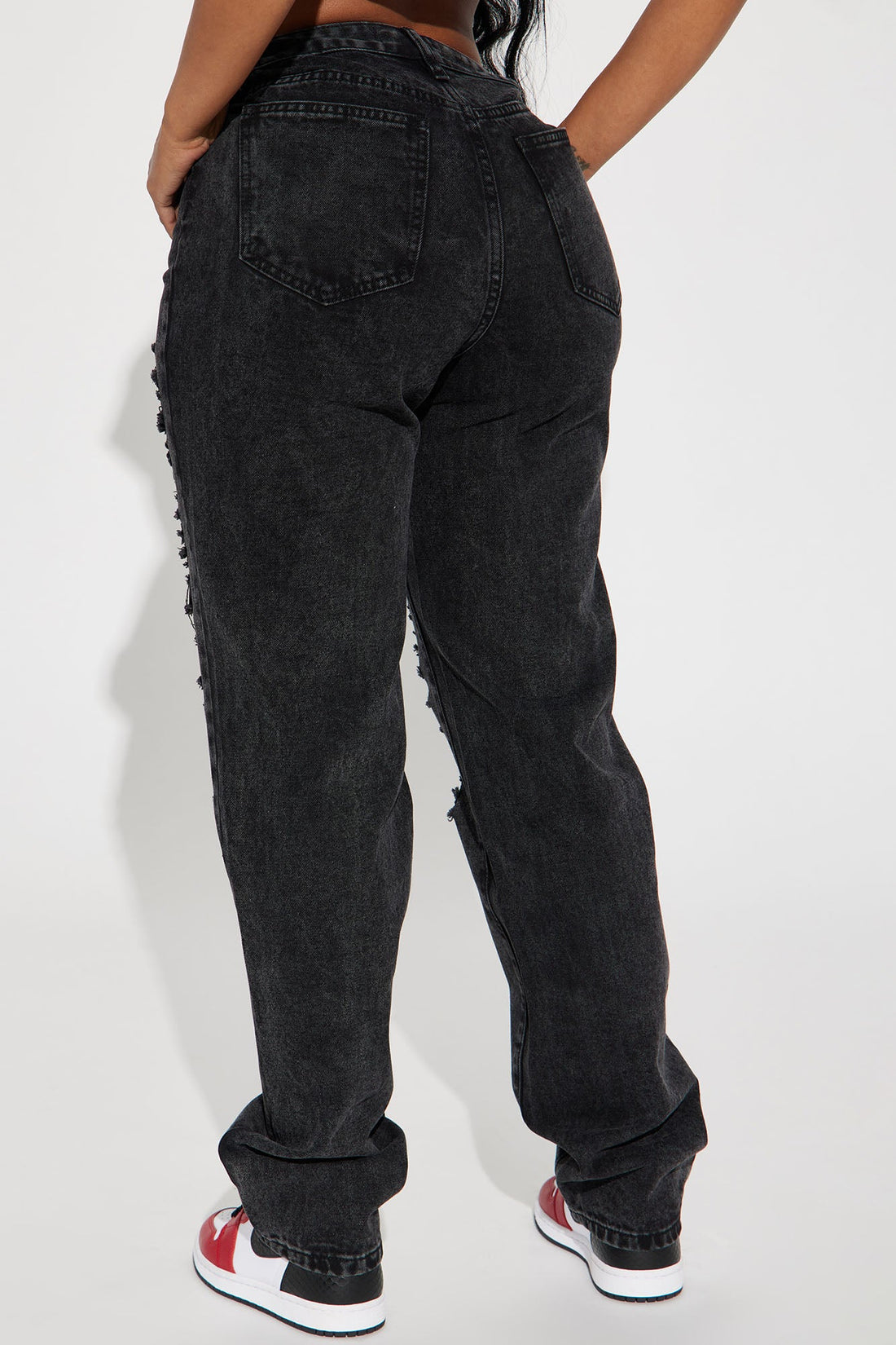 Go Hard Loose Fit Ripped Straight Leg Jean - Black Wash