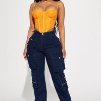 Out Of My Way Stretch Cargo Jean - Dark Wash